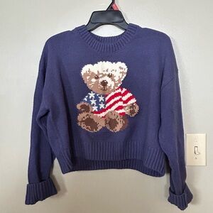 Grayson Threads Blue American Teddy Bear Sweater